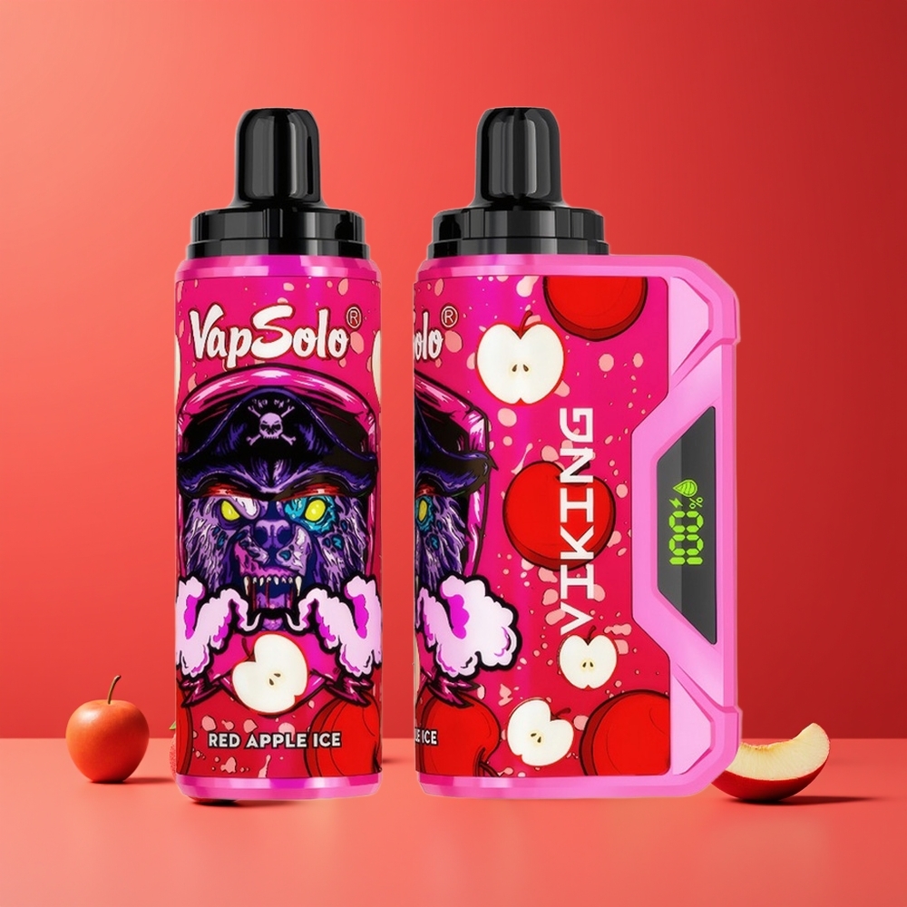 Pomme Rouge Glacée VapSolo VIKING 12000 Puffs 22ml Belgique Grossiste Type-C Led Display