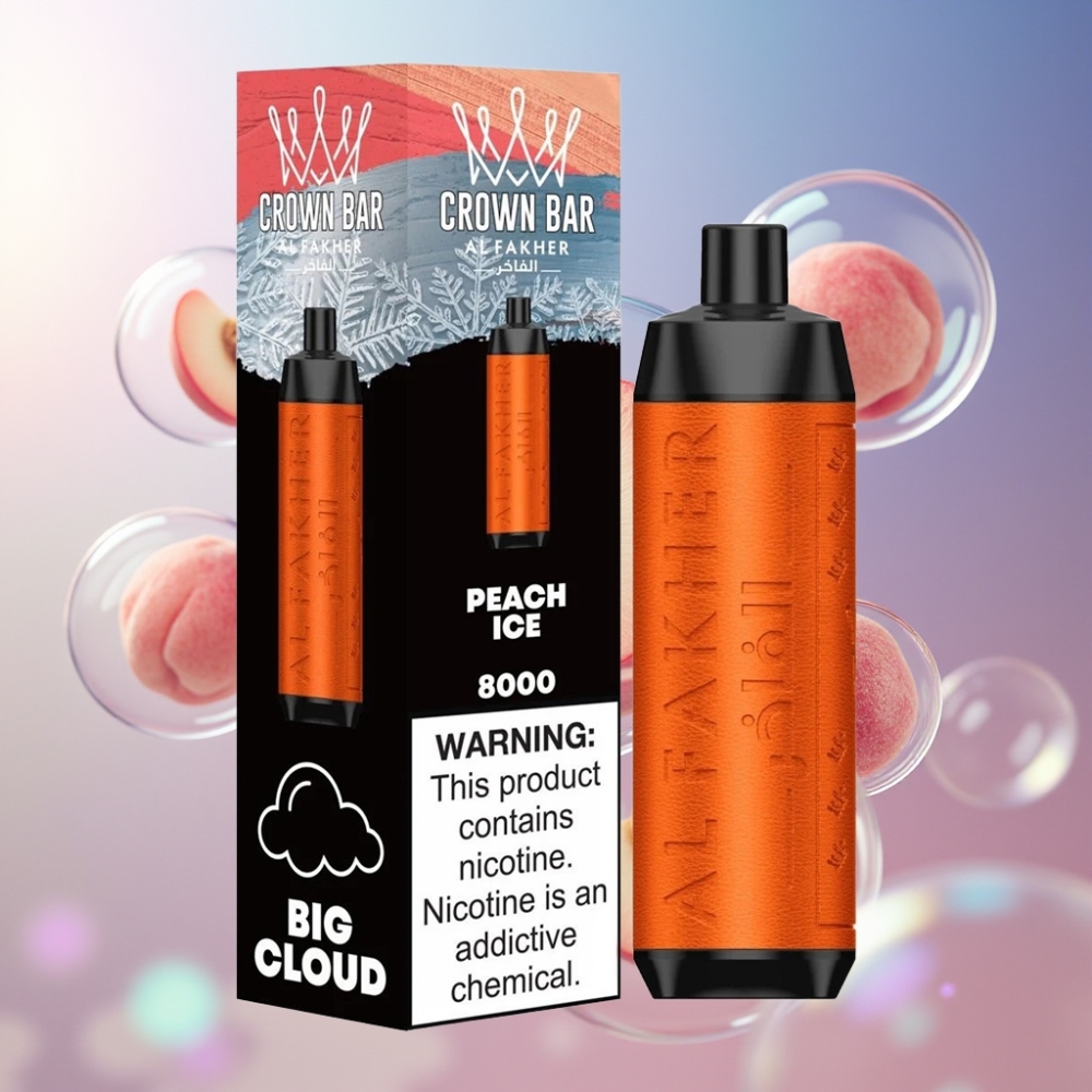 Pêche Glacée Al Fakher Crown Bar 8000 Puffs 18ml Belgique Grossiste USB Type-C