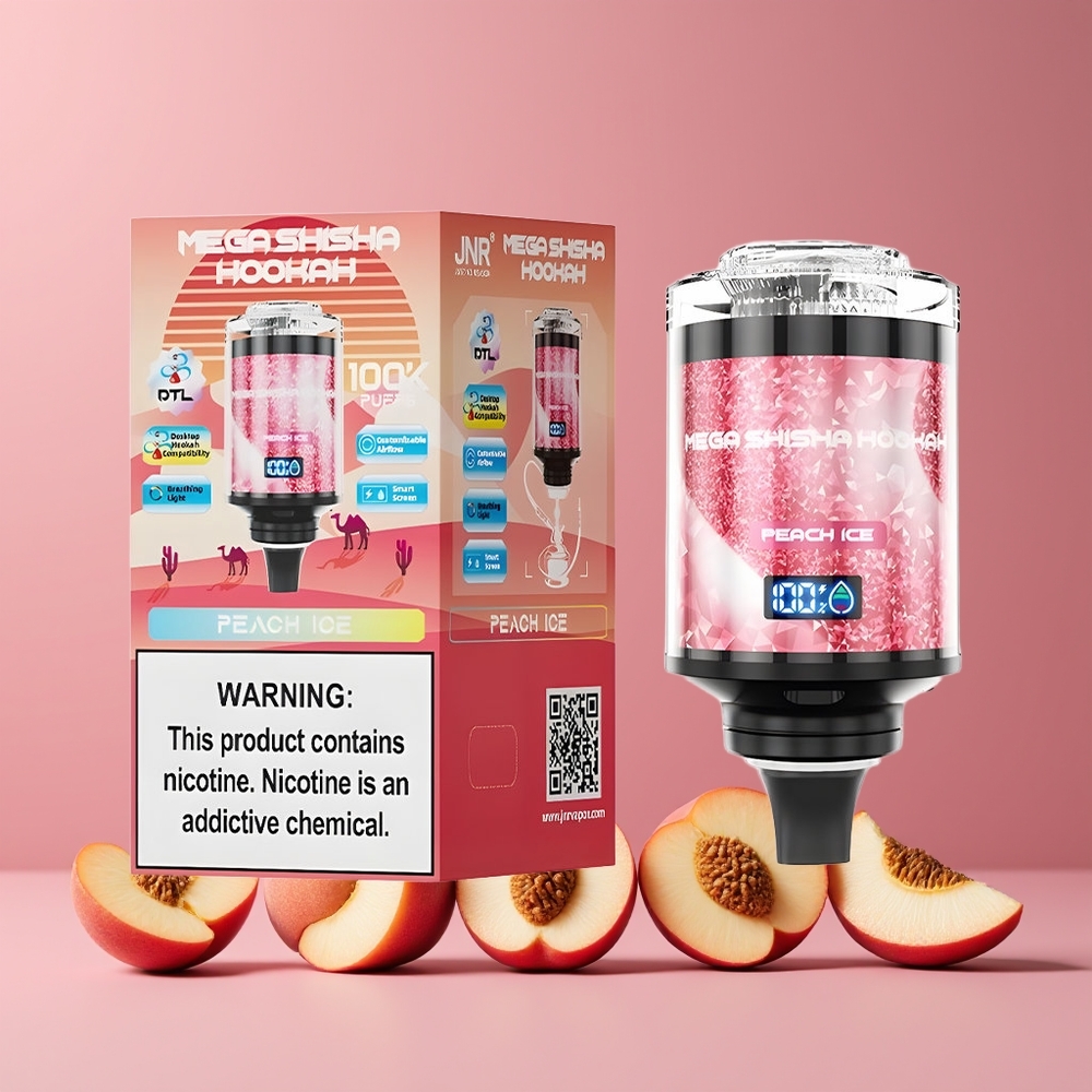 Pêche Glacée JNR Mega Shisha Hookah 100K 100000 bouffées Belgique Grossiste 2200mAh Écran Intelligent