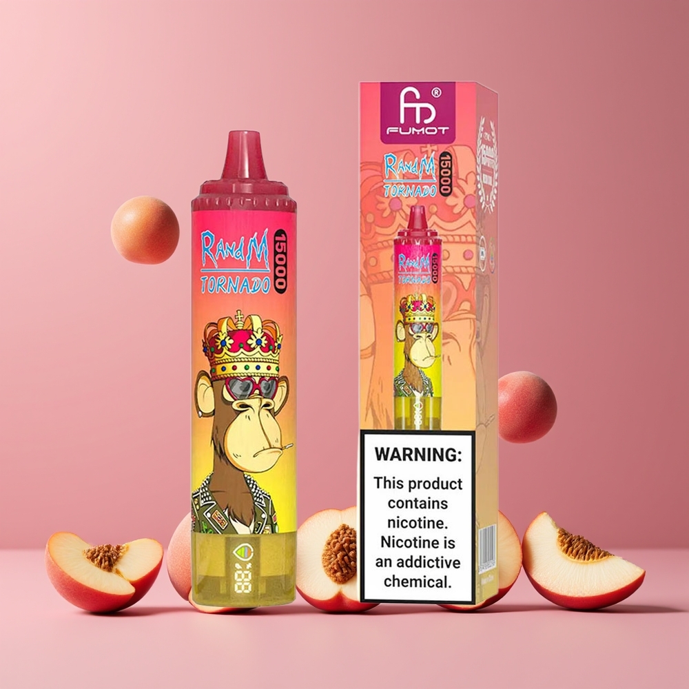 Pêche Glacée RandM Fumot Tornado 15000 Puffs 25ml Belgique Grossiste Mesh Coil