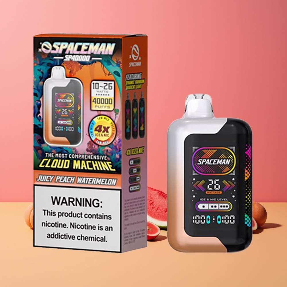 Pêche Juteuse Pastèque SPACEMAN SP40000 20ml 50mg Belgique Grossiste 1000mAh 10-26W