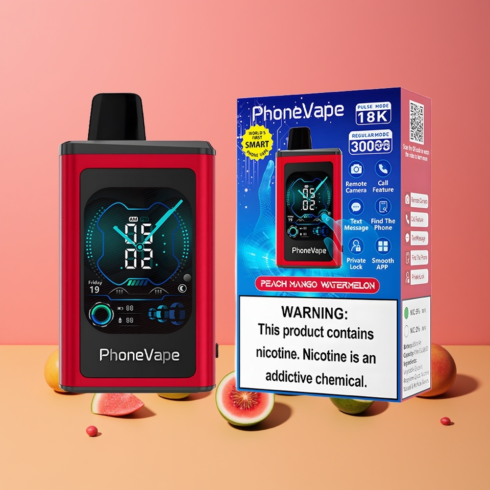 Pêche Mangue Pastèque JNR PhoneVape 30000 bouffees Belgique Grossiste Rechargeable 5 Nicotine