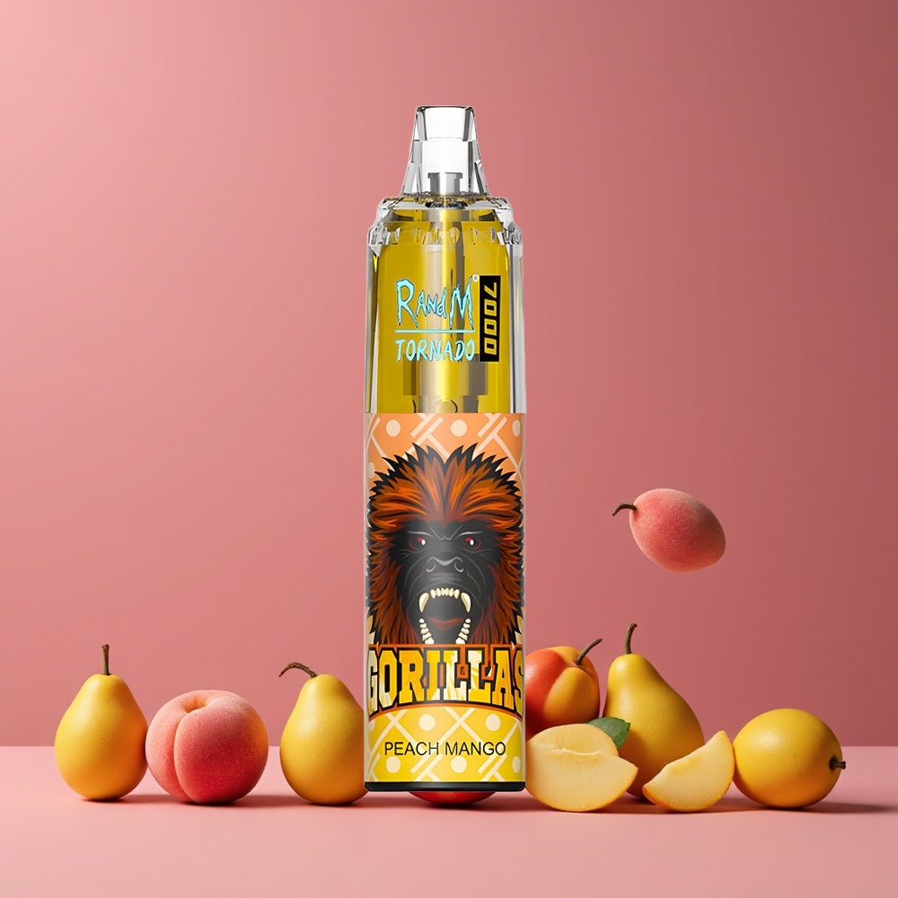 Pêche Mangue RandM Fumot Tornado 7000 Puffs 14ML Belgique Grossiste Mesh Coil
