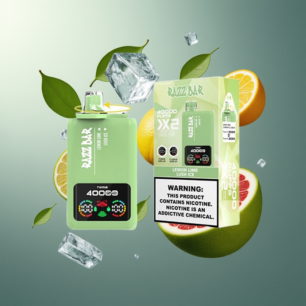 Razz Bar 40000 Puffs Belgique Grossiste Citron Vert  Lush Ice 10Ω 2 650mAh