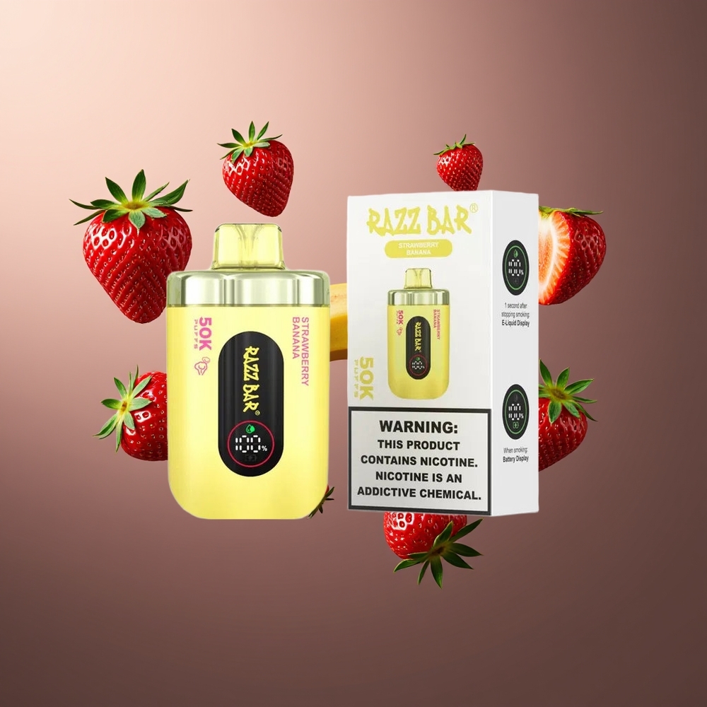 Razz Bar 50000 Puffs Belgique Grossiste Fraise Banane 10 Ohm Mesh Coil 2 Nicotine