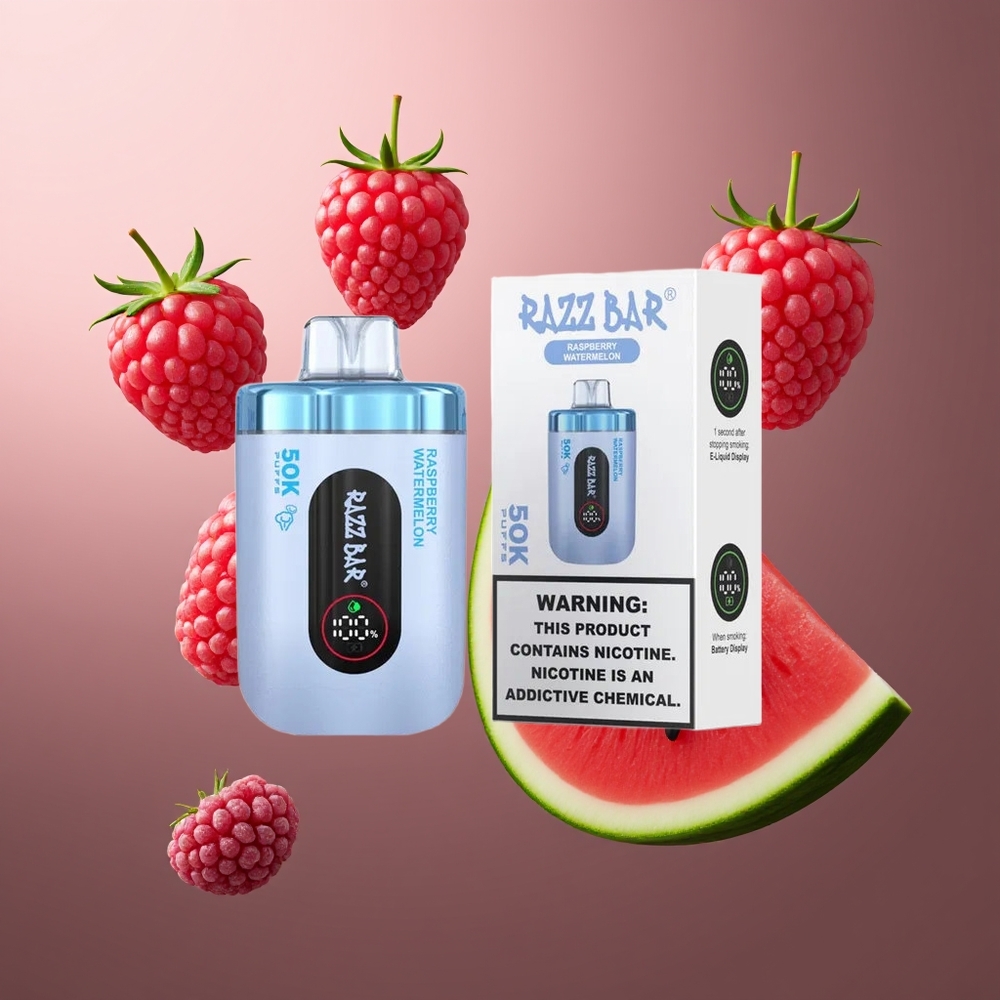 Razz Bar 50000 Puffs Belgique Grossiste Framboise Pastèque Rechargeable 2 Nicotine