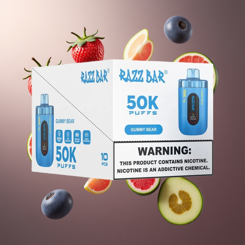 Razz Bar 50000 Puffs Belgique Grossiste Gummy Bear Ourson 10 Ohm Mesh Type-C