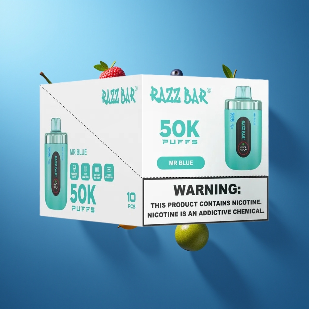 Razz Bar 50000 Puffs Belgique Grossiste M Bleu 10 Ohm Mesh Rechargeable