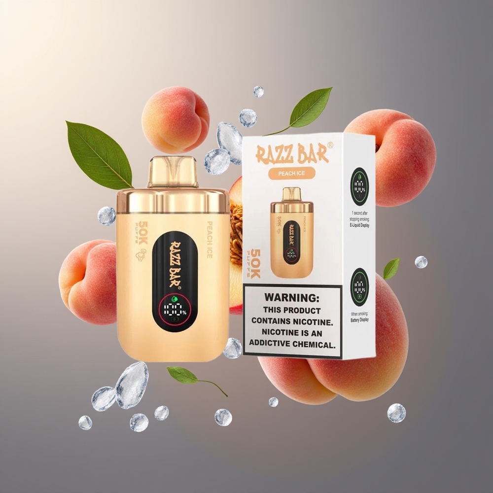 Razz Bar 50000 Puffs Belgique Grossiste Pêche Glacée Rechargeable Type-C 2 Nicotine