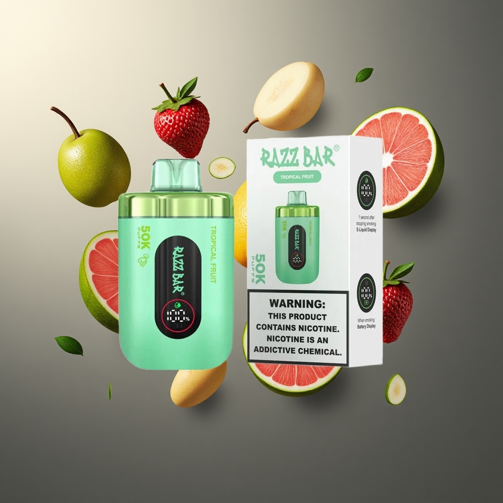 Razz Bar 50K Puffs Belgique Grossiste Fruits Tropicaux Rechargeable Type-C 2 Nicotine