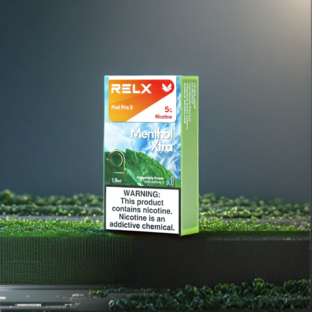 Relx Pod Pro 2 Belgique Grossiste Vape Menthol Xtra avec 5 Nicotine 600 Puffs et 3 Modes (Eco Smooth Boost)