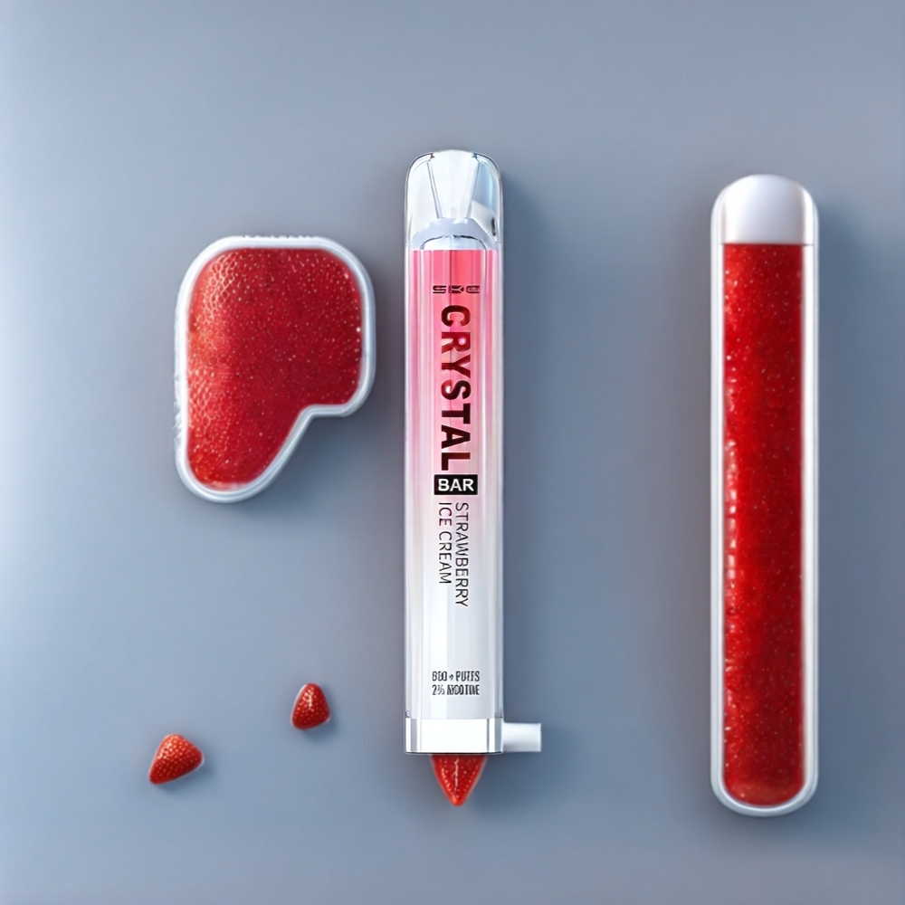 SKE Crystal BAR 600 Belgique Grossiste - 600 Puffs 20ml - Crème Glacée à la Fraise