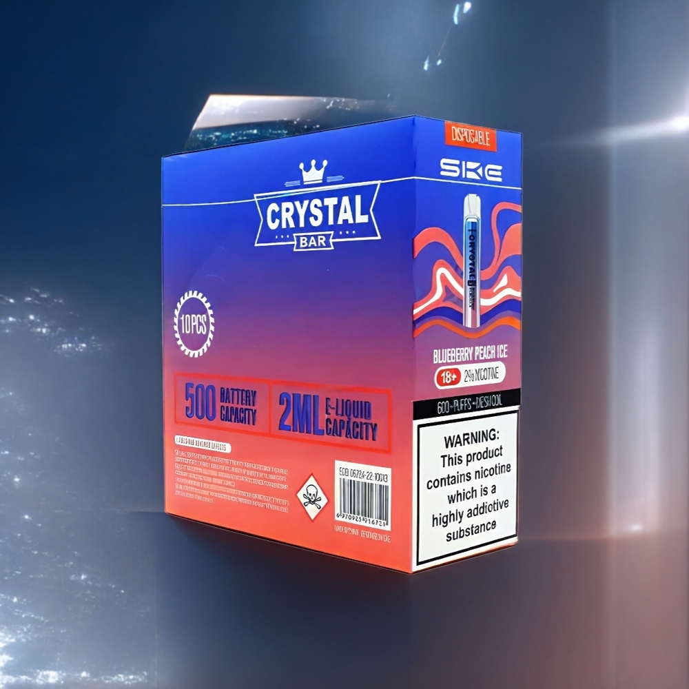 SKE Crystal BAR 600 Vape Myrtille Pêche Glace Belgique Grossiste - 600 Puffs 500mAh
