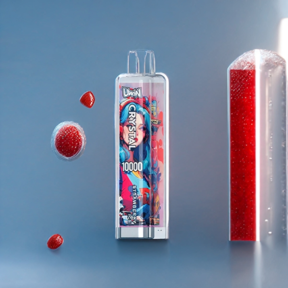 Uwin Crystal 10 000 Puffs Belgique Grossiste - Fraise Glacée avec Lumières RGB