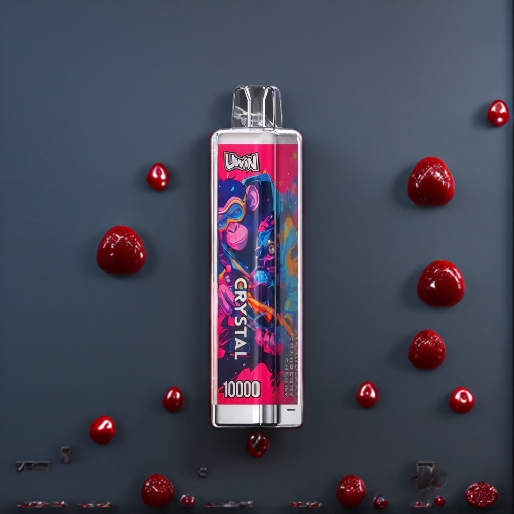 Uwin Crystal 10 000 Puffs Vape Fraise Cranberry Cerise avec Lumières RGB - Belgique Grossiste 18ml Charge Type-C