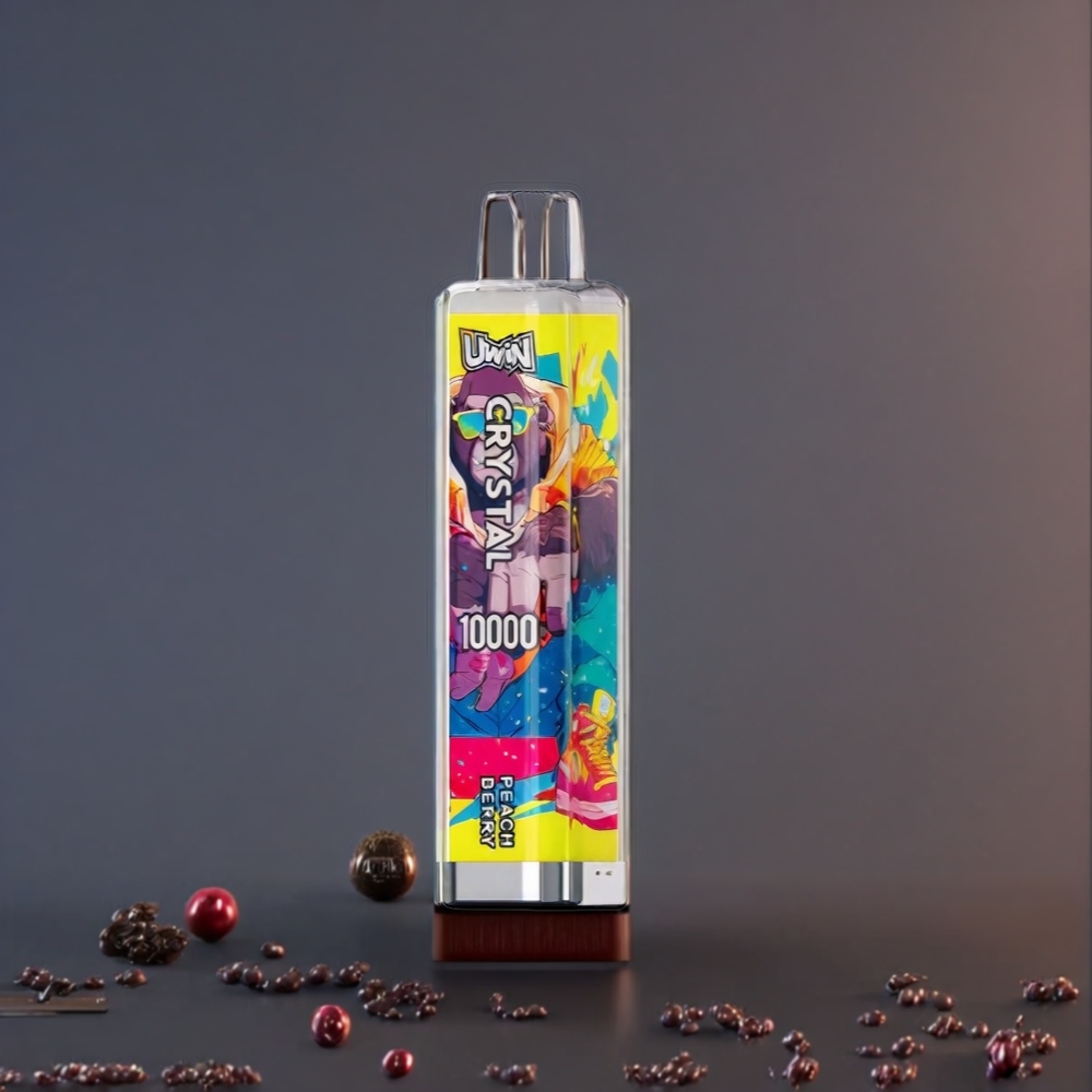 Uwin Crystal 10000 Puffs Vape Pêche Baie avec Lumières RGB - Belgique Grossiste - 18ml/650mAh