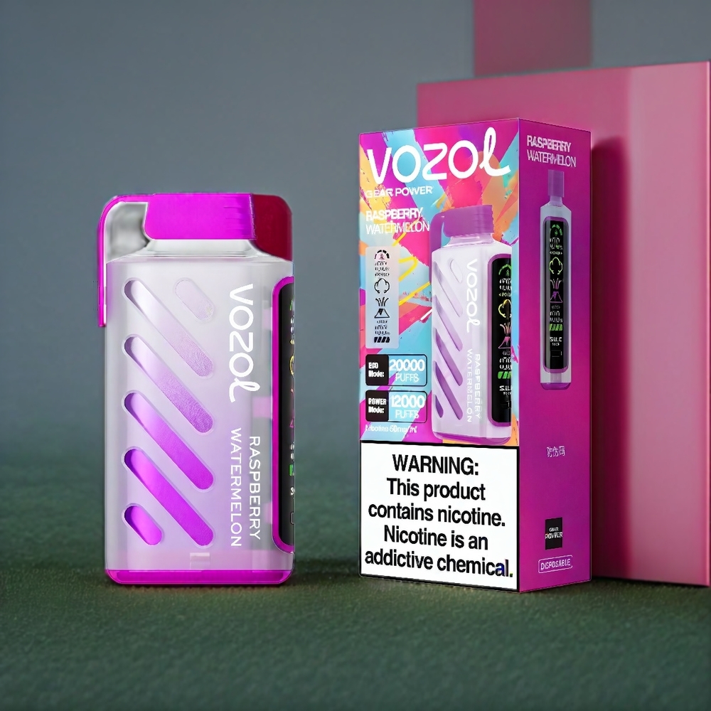 VOZOL Gear Power Belgique Grossiste 20000 Puffs SiLC Tech Dual Mesh Framboise Pastèque