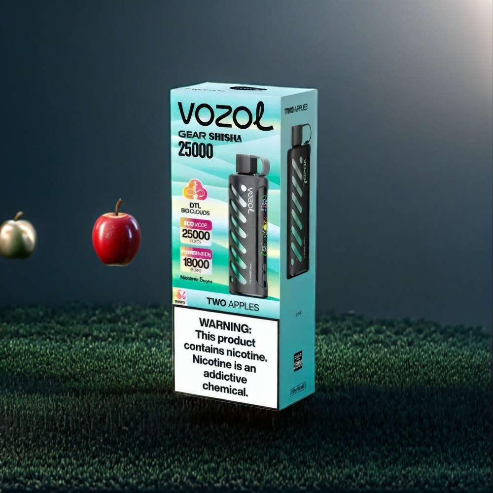 VOZOL Gear Shisha 25000 Puffs Belgique Grossiste Deux Pommes Double Modes 1000mAh