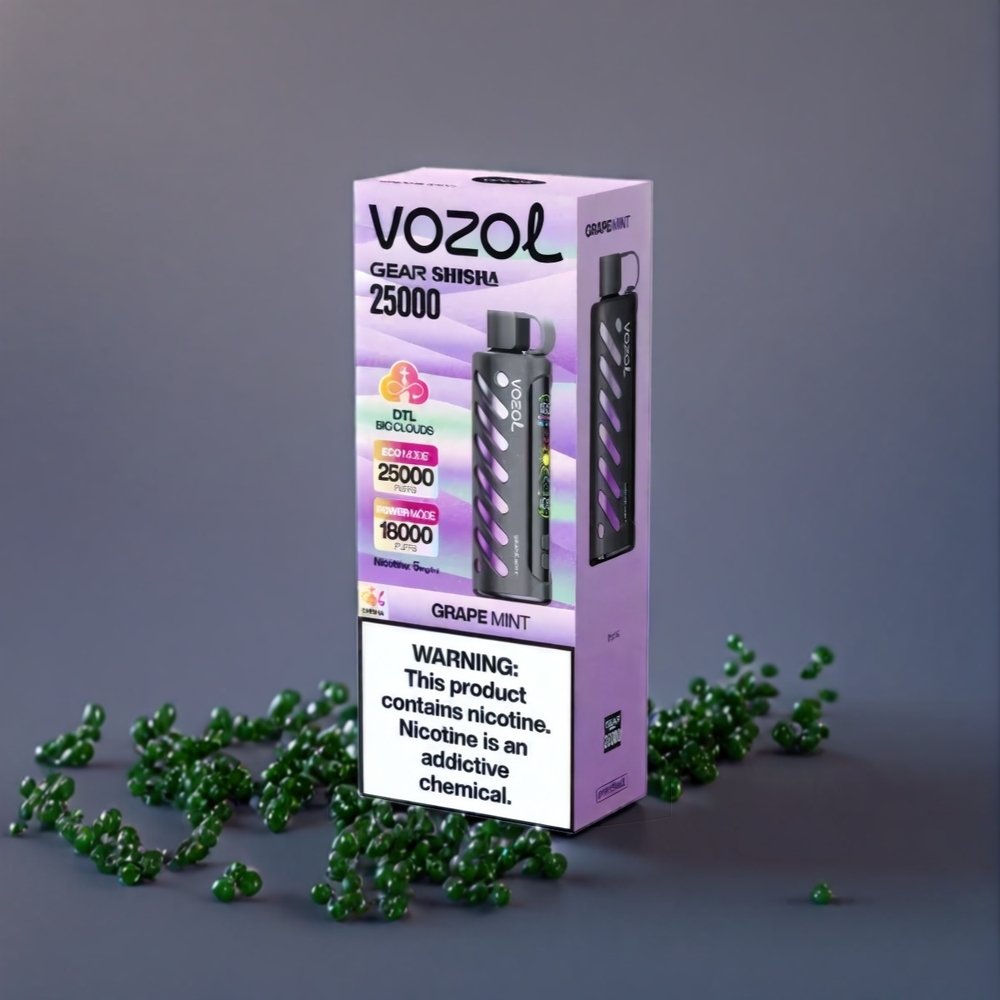 VOZOL Gear Shisha 25000 Puffs Belgique Grossiste Double Modes et 1000mAh Menthe Raisin