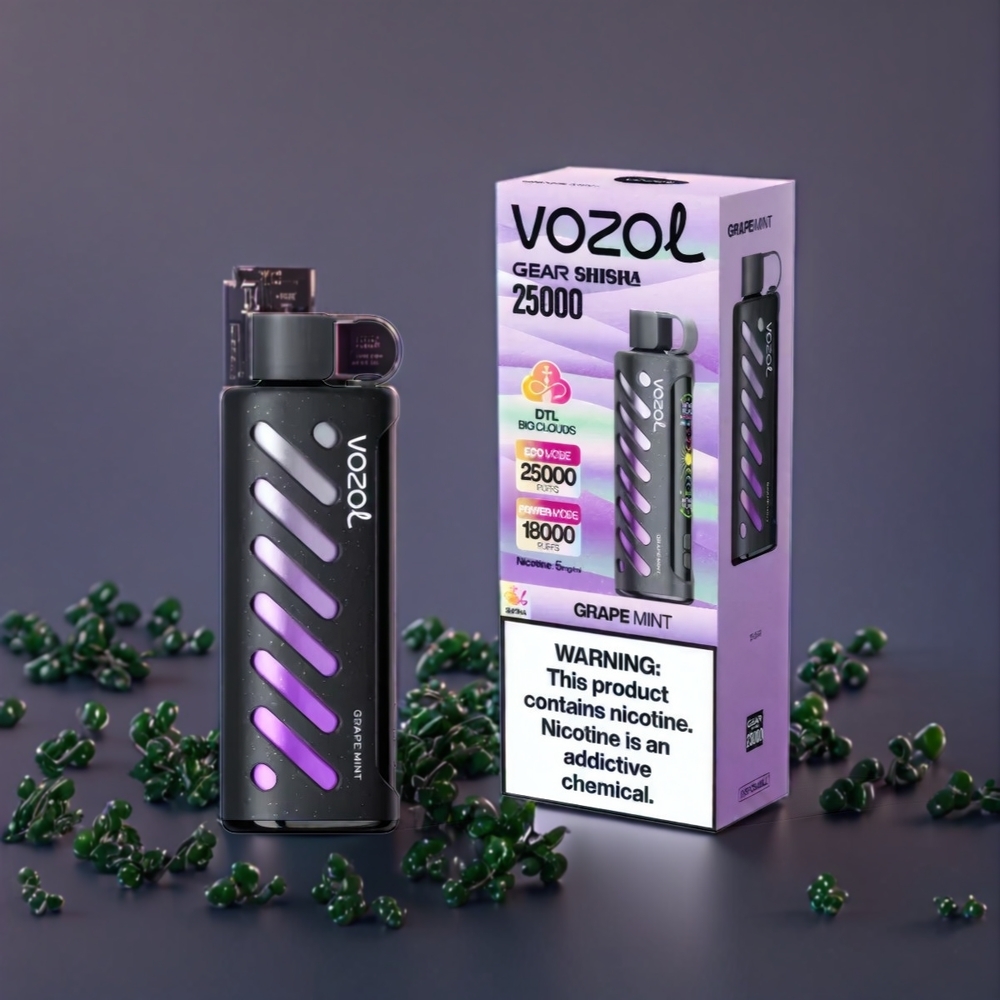VOZOL Gear Shisha 25000 Puffs Belgique Grossiste Double Modes et 1000mAh Menthe Raisin
