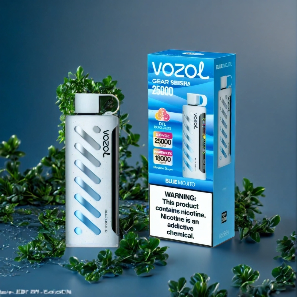 VOZOL Gear Shisha 25000 Puffs Belgique Grossiste Mojito Bleu Double Mesh SiLC Tech