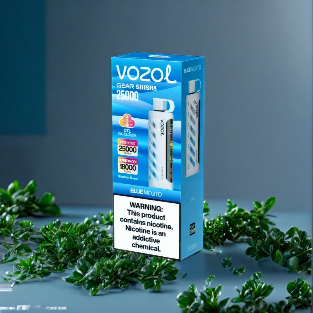 VOZOL Gear Shisha 25000 Puffs Belgique Grossiste Mojito Bleu Double Mesh SiLC Tech