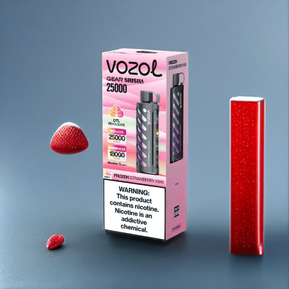 VOZOL Gear Shisha Belgique Grossiste 25000 Puffs Double Modes  SiLC Tech Fraise Kiwi Surgelée