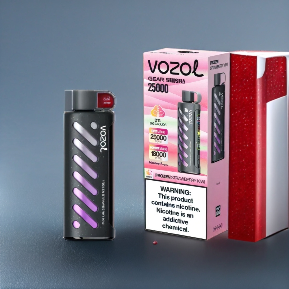 VOZOL Gear Shisha Belgique Grossiste 25000 Puffs Double Modes  SiLC Tech Fraise Kiwi Surgelée