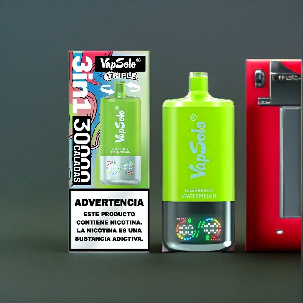 Vapsolo Tripe 30000 Puffs Belgique Grossiste - 40ml/Type-C - Framboise Pastèque
