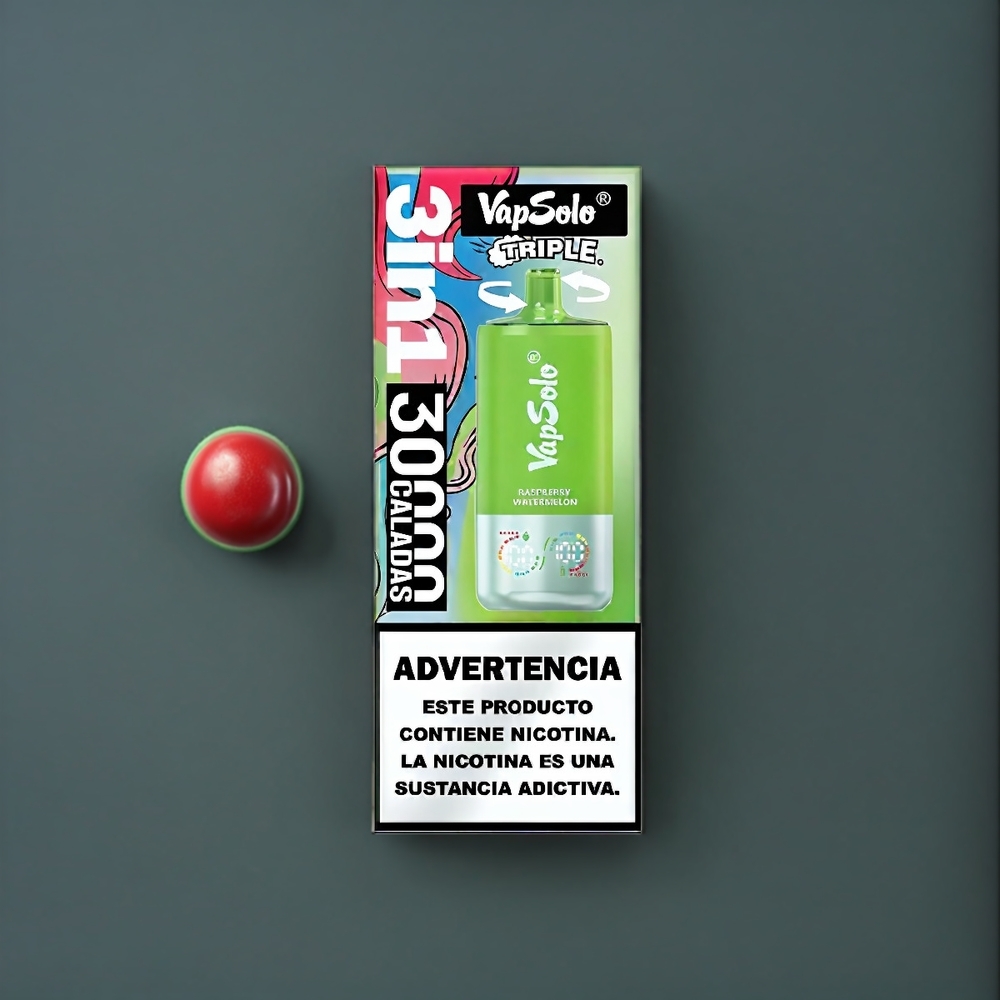 Vapsolo Tripe 30000 Puffs Belgique Grossiste - 40ml/Type-C - Framboise Pastèque