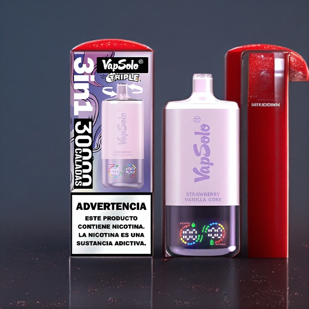 Vapsolo Tripe Belgique Grossiste 30000 Puffs Vape Fraise Vanille Coke 40ml Type-C