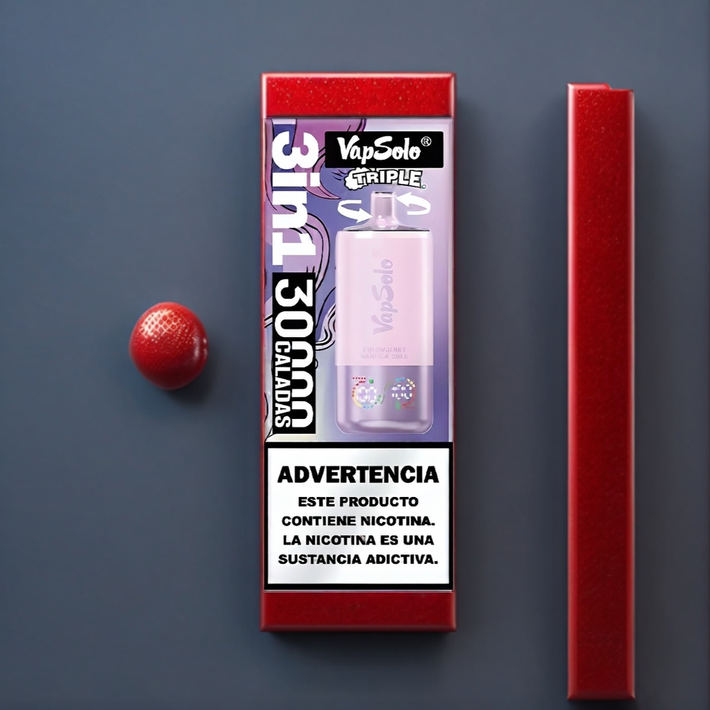 Vapsolo Tripe Belgique Grossiste 30000 Puffs Vape Fraise Vanille Coke 40ml Type-C