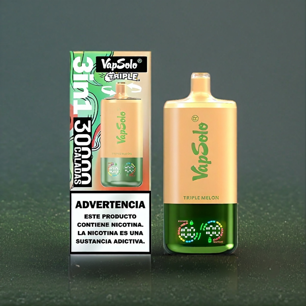Vapsolo Triple 30000 Puffs Belgique Grossiste Triple Melon Triple E-Liquid 40ml Type-C