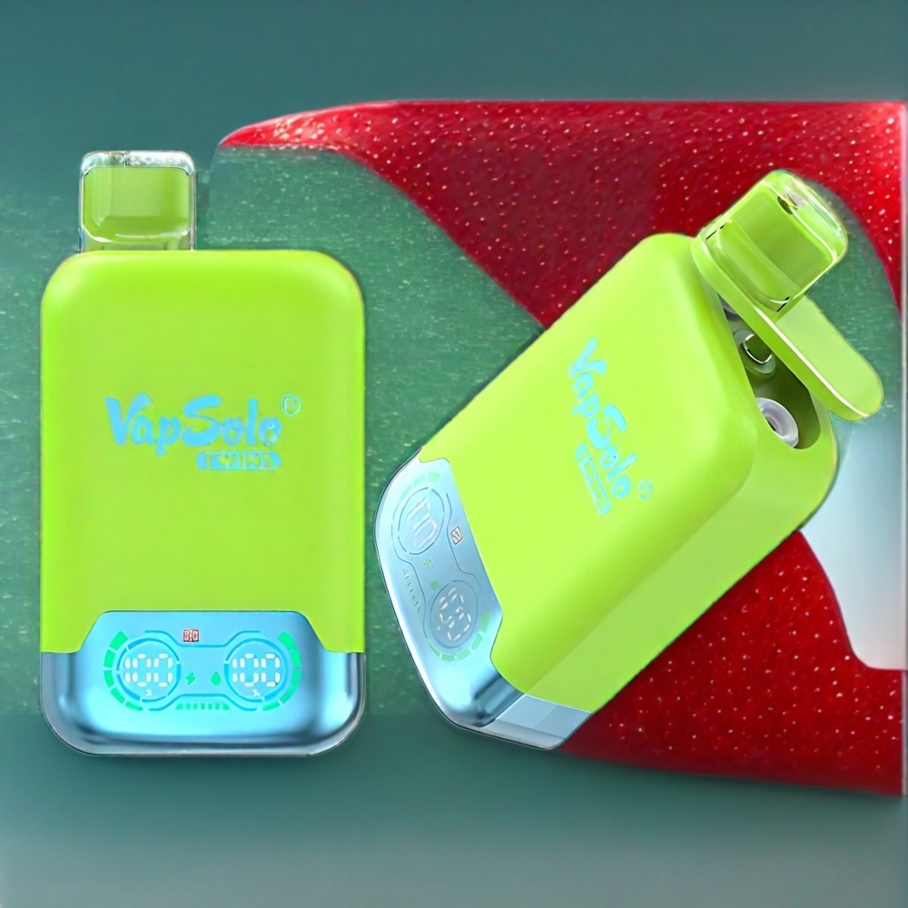 Vapsolo Twins 20000 Puffs Belgique Grossiste 40ml Type-C Fraise Kiwi  Fraise Framboise Cerise Glace