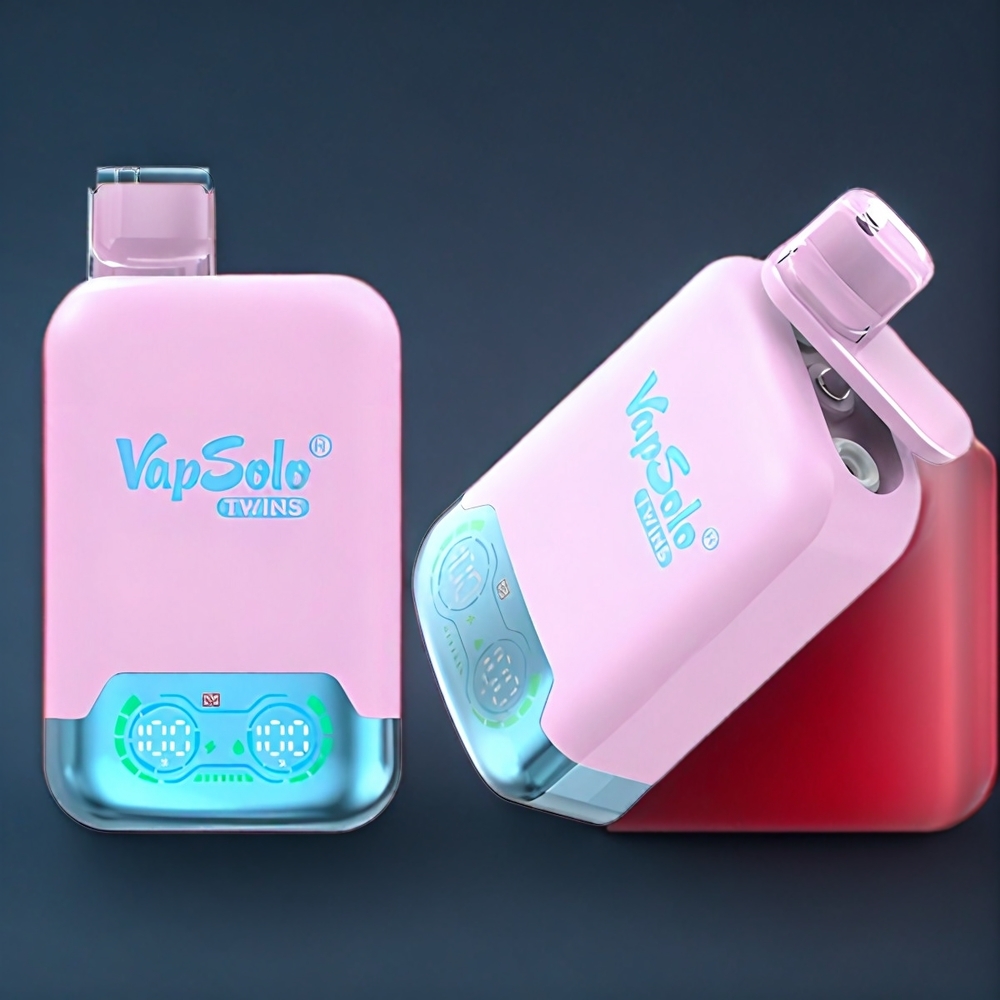 Vapsolo Twins 20000 Puffs Belgique Grossiste Noir Glace Fruit du Dragon Fraise  Framboise Pastèque 40 ml Type-C