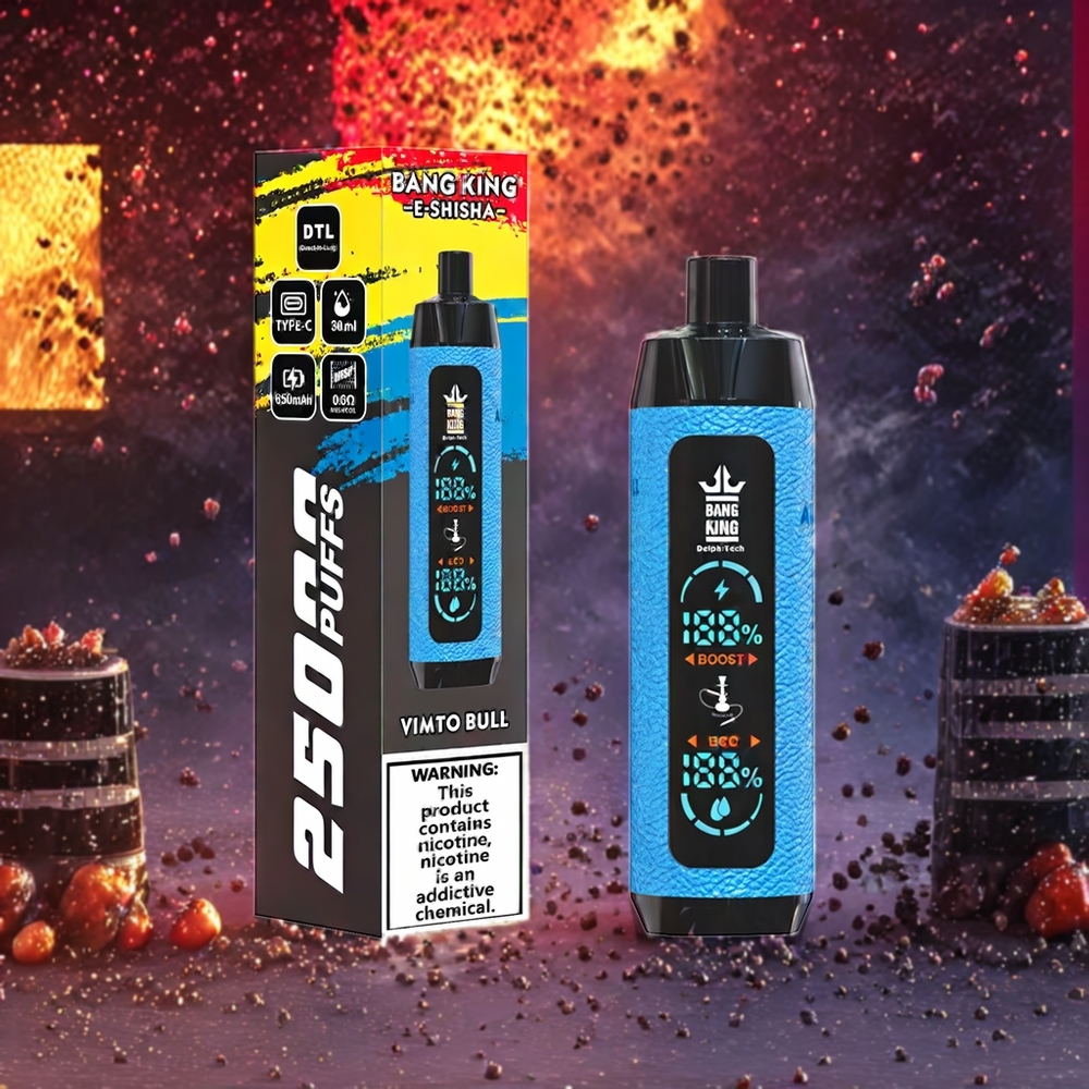 Vimto Bull Bang King Shisha 25000 Puffs 30ml Belgique Grossiste 06 Ohm Mesh Coil