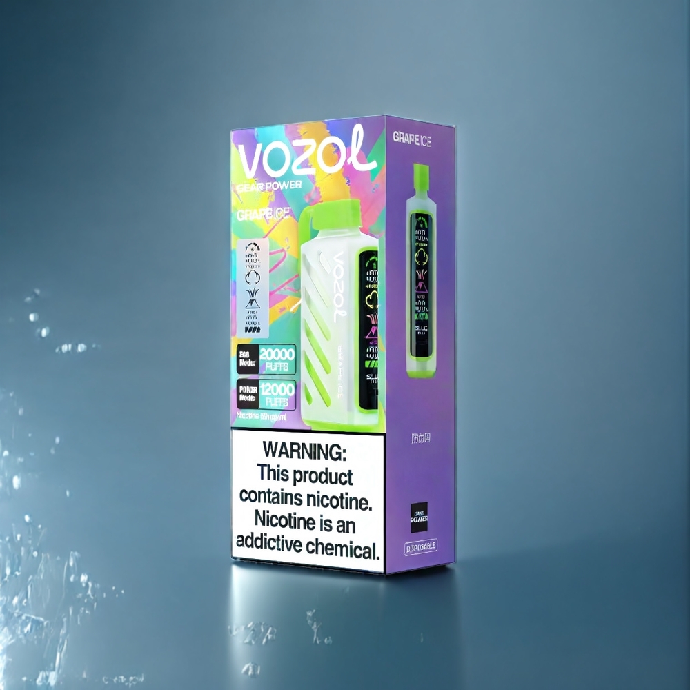 Vozol Gear Power 20000 Puffs Belgique Grossiste Écran Plein Affichage 20mL Glace Raisin