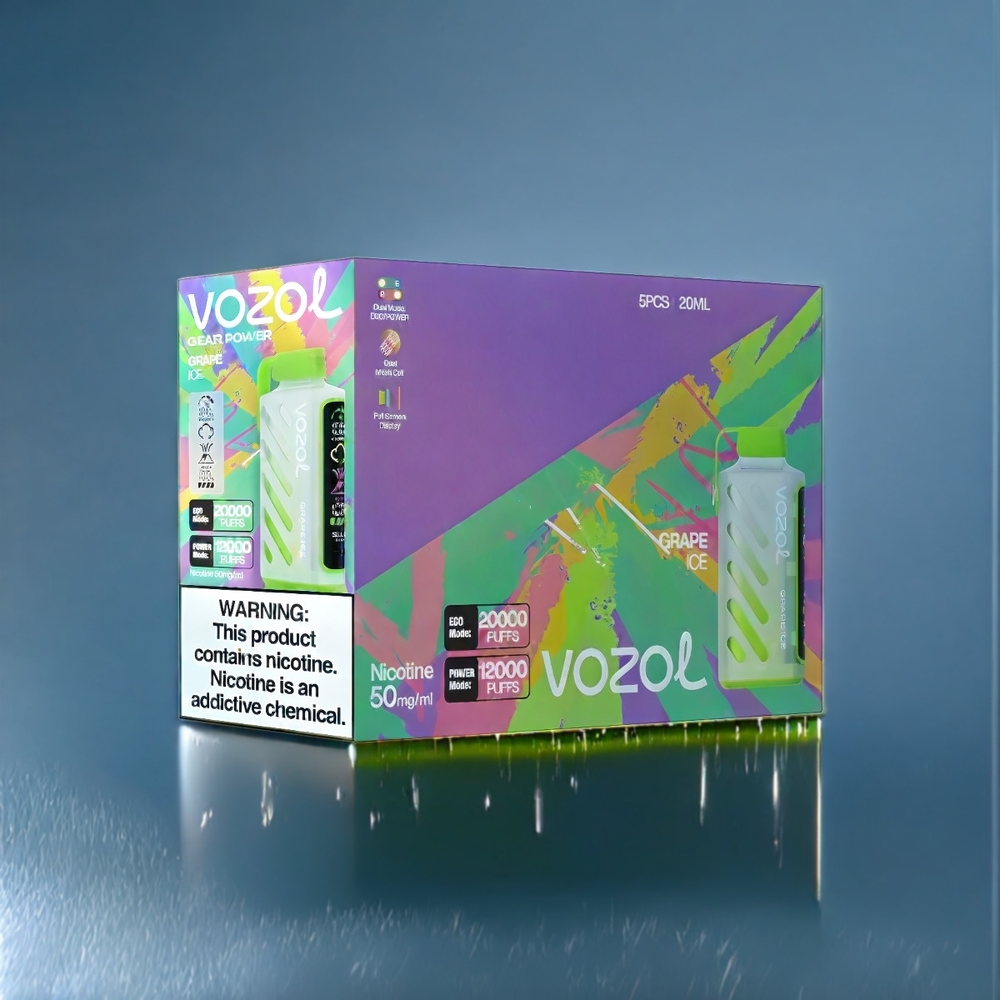 Vozol Gear Power 20000 Puffs Belgique Grossiste Écran Plein Affichage 20mL Glace Raisin