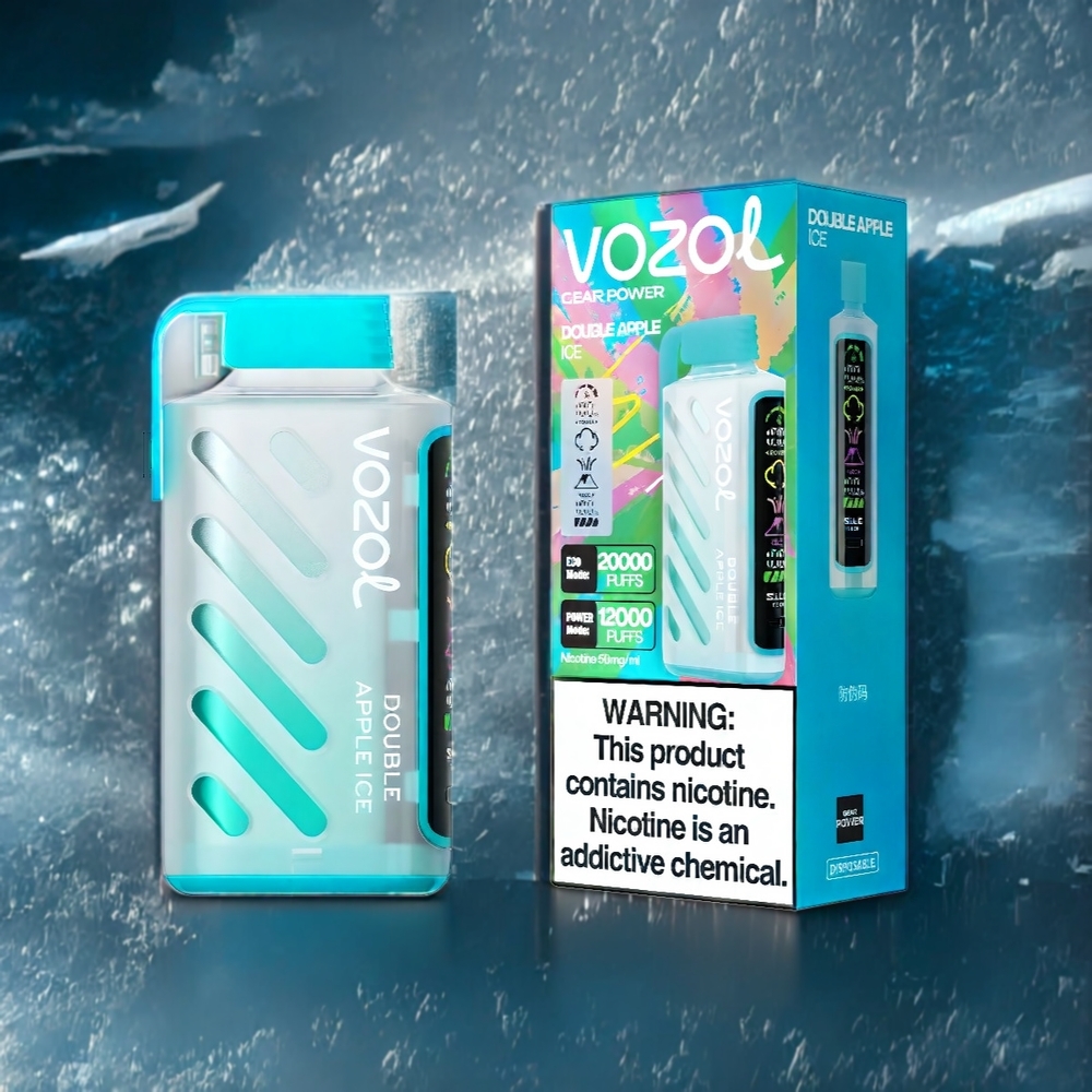 Vozol Gear Power Belgique Grossiste 20000 Puffs Double Pomme Glacée - 20mL 5 Nicotine SiLC Tech