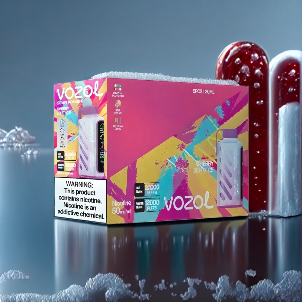 Vozol Gear Power Belgique Grossiste 20000 Puffs SiLC Tech Dual Mesh Glace Cerise Baie