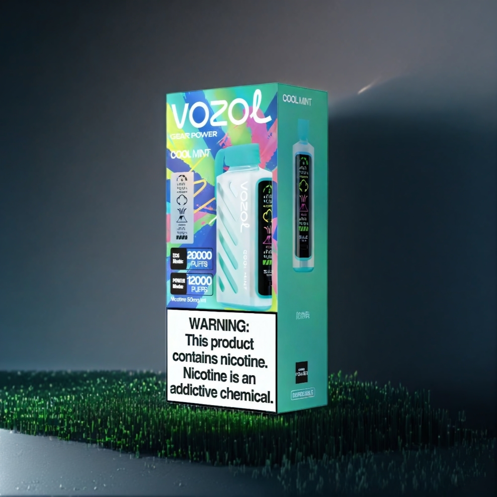 Vozol Gear Power Belgique Grossiste 20000 Puffs Écran Complet Double Mesh Menthe Fraîche