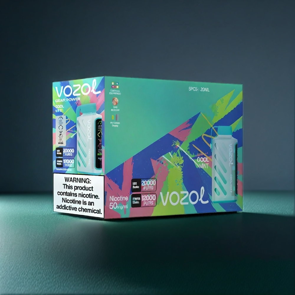 Vozol Gear Power Belgique Grossiste 20000 Puffs Écran Complet Double Mesh Menthe Fraîche