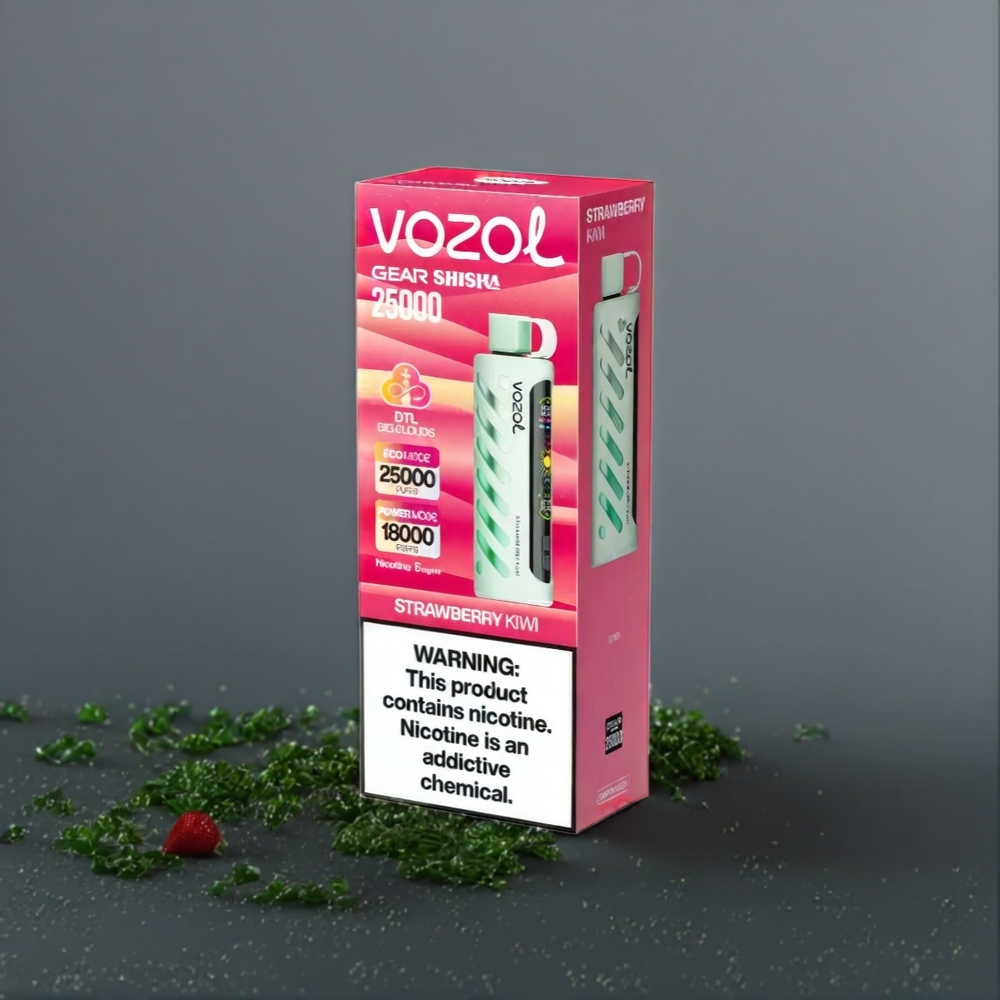 Vozol Gear Shisha 25000 Puffs Belgique Grossiste - 30 Saveurs Délicieuses  Double Mesh Dual Modes - Fraise Kiwi