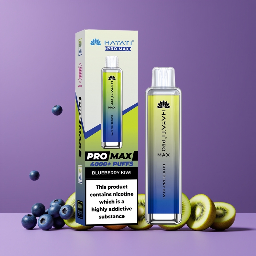 Myrtille Kiwi Hayati Pro Max 4000 Puffs Belgique Grossiste 2 Nicotine LED Light