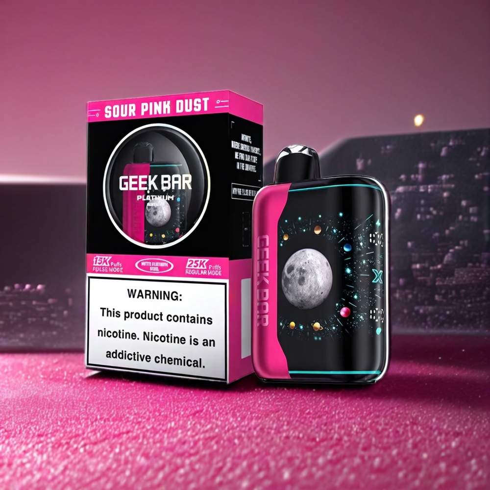 Geek Bar Pulse X Édition Platine 25k Belgique Grossiste Poussière Rose, 20mL E-Liquid, 2% Nicotine