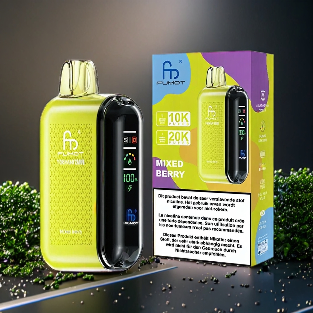 Fumot Tornado Belgique Grossiste 20000 Puffs et Dual Mesh Coil Vape Baies Mixtes