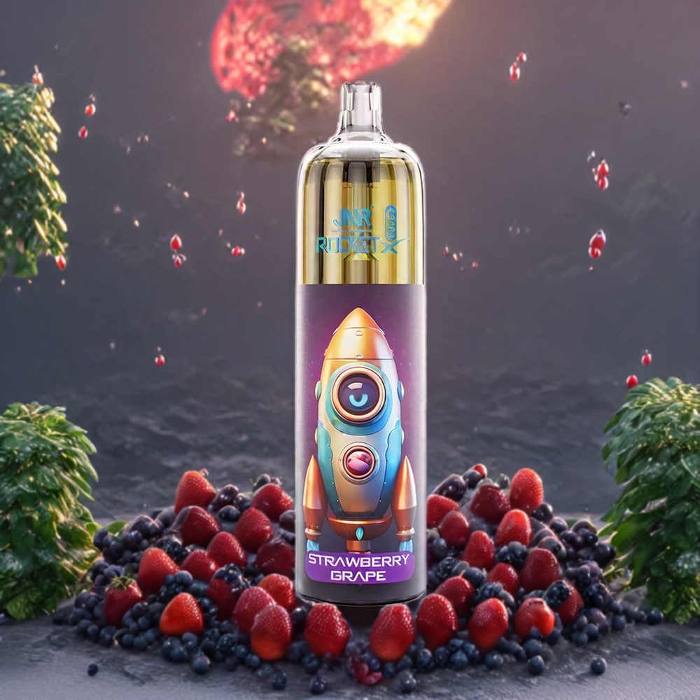 Fraise Raisin JNR Rocket X 12400 Bouffées Belgique Grossiste Rechargeable Type-C Port USB Lumières RGB