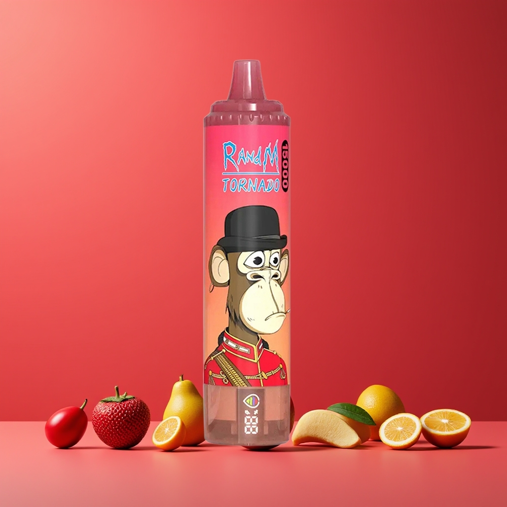 Énergie Rouge Glace RandM Fumot Tornado 15000 Puffs 25ml Belgique Grossiste Mesh Coil USB Type-C