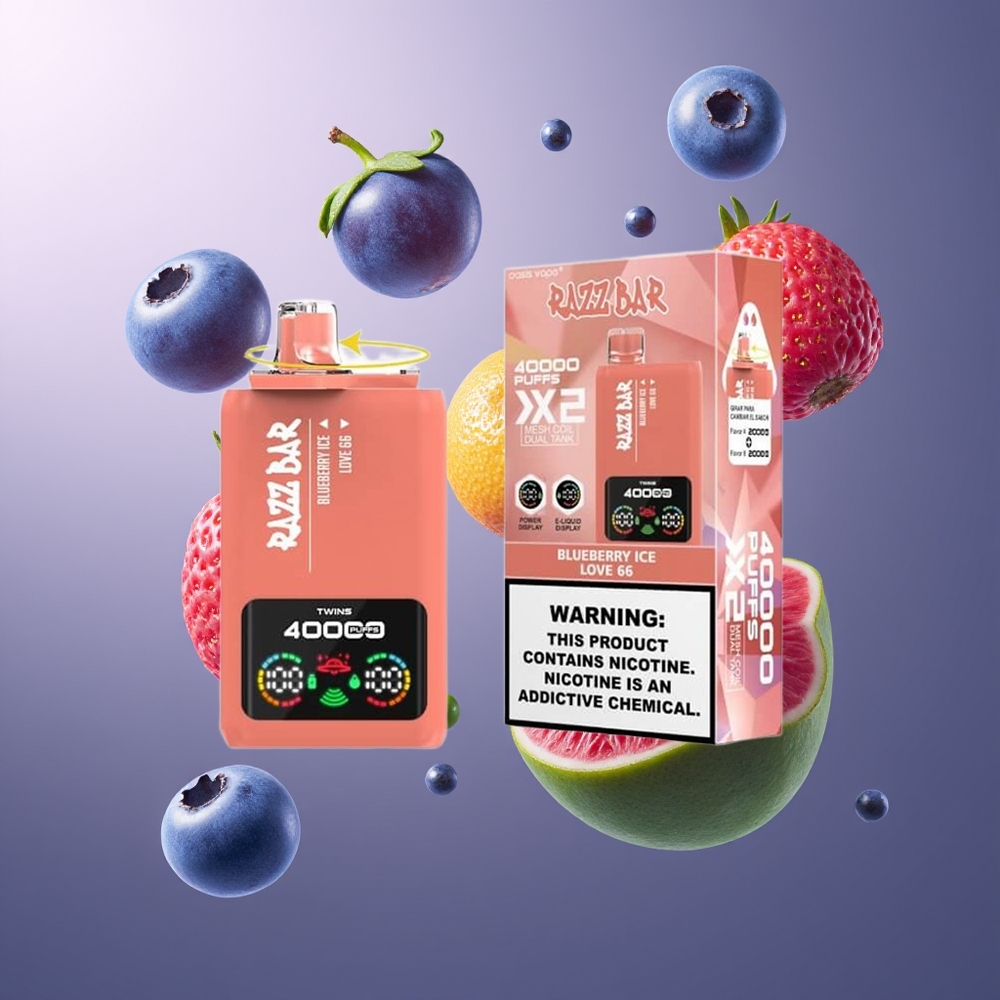 Razz Bar 40000 Puffs Belgique Grossiste Myrtille Glacée & Love 66 1.0Ω 2 650 Mah