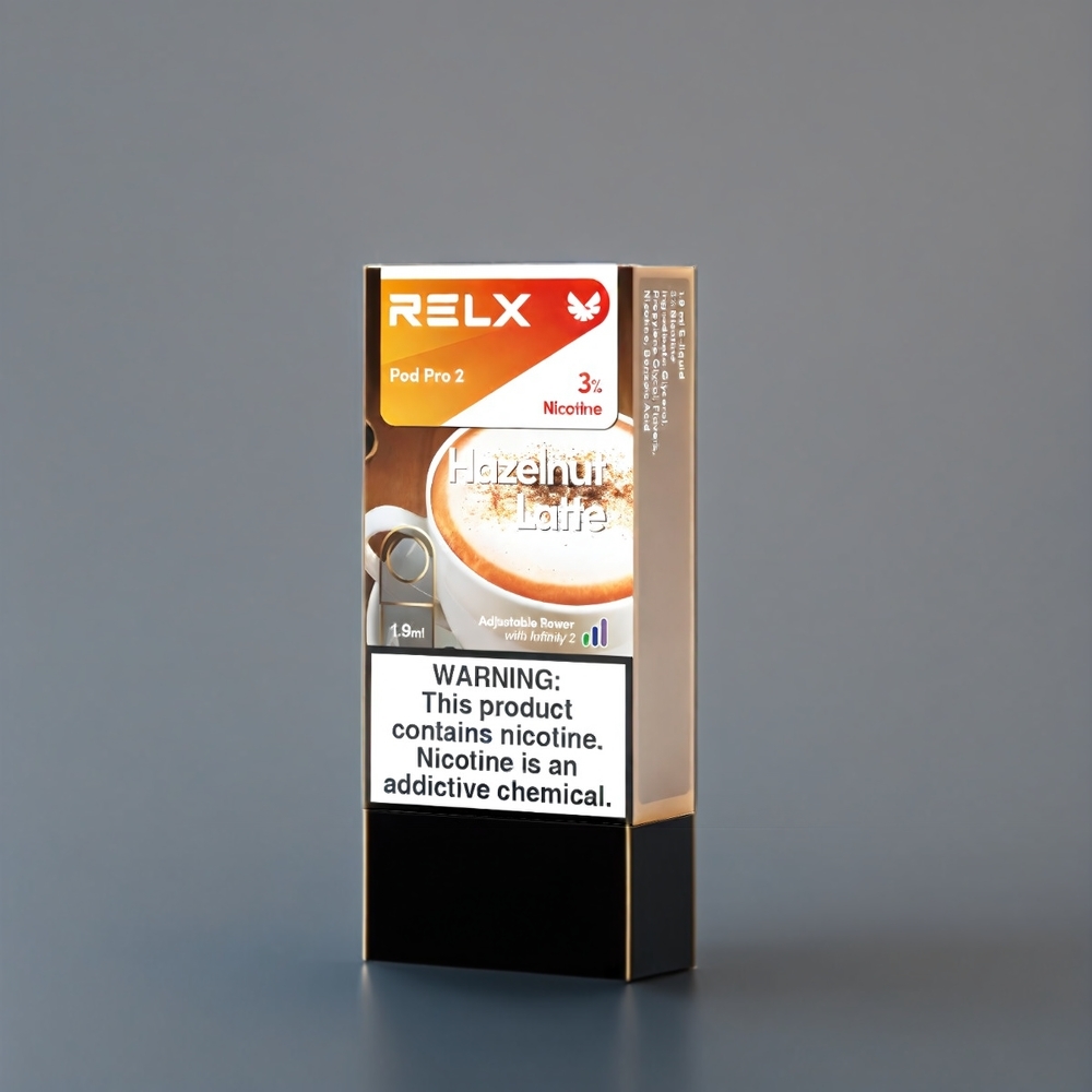 RELX Pod Pro 2 Belgique Grossiste - Mode Éco (5.5W), Mode Boost (8W) - Noisette Latte - 5%, 1.9ml - 2 pods/pack
